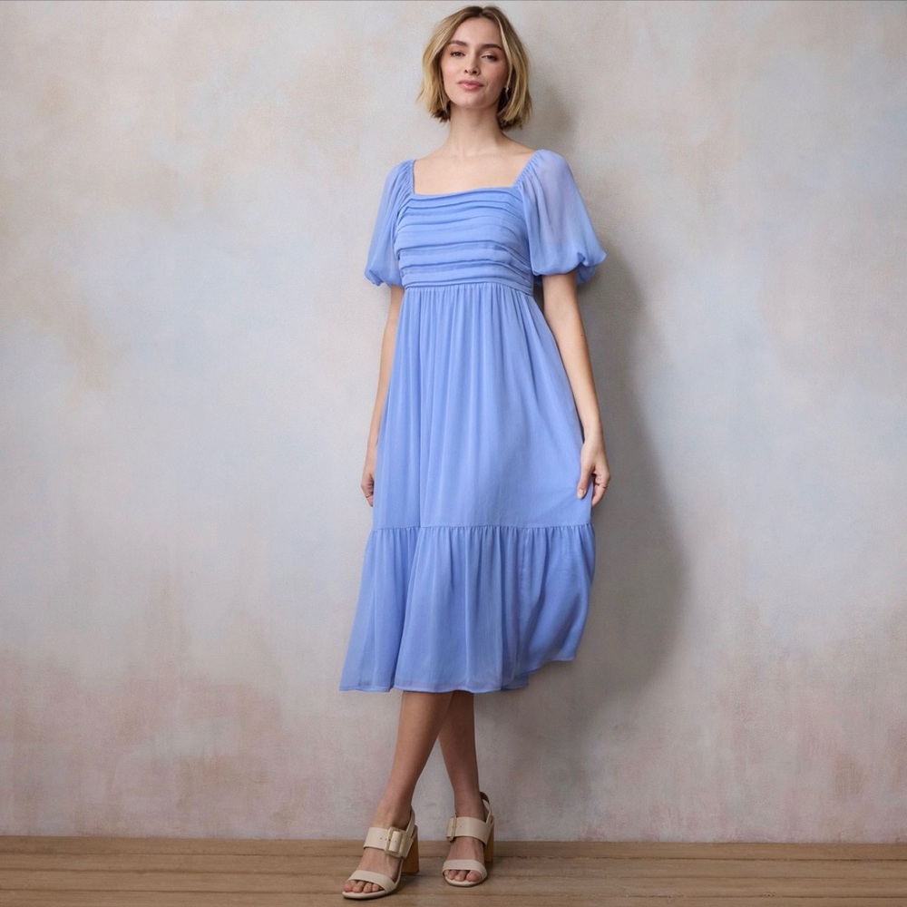 LC Lauren Conrad Square Neck Pleated Bodice Midi Dress XXL